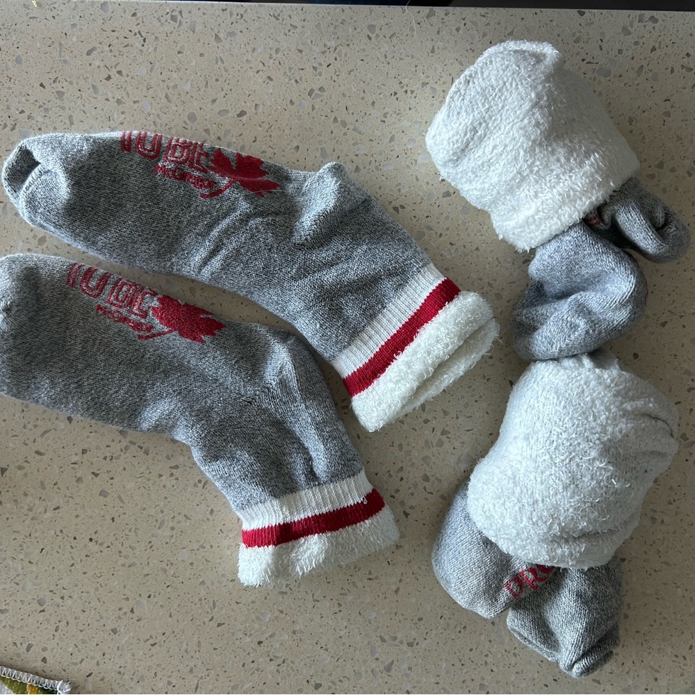 McGregor Red and White Fuzzy Lined Socks